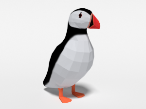 low poly cartoon puffin Modelo 3D