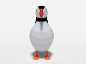 low poly cartoon puffin Modelo 3D