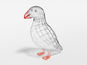 low poly cartoon puffin Modelo 3D