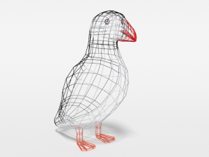 low poly cartoon puffin Modelo 3D