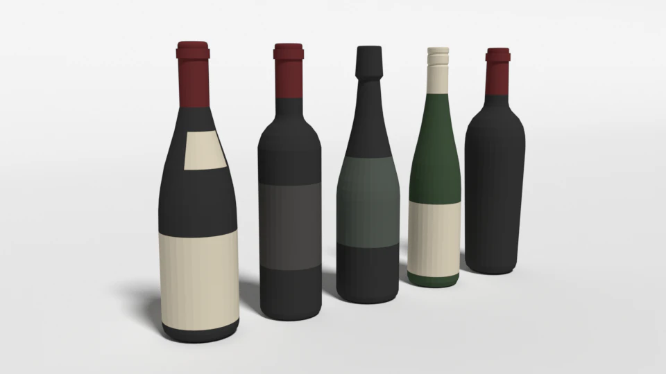 low poly cartoon wine bottles 3D Model .c4d .max .obj .3ds .fbx .stl .blend