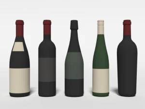 low poly cartoon wine bottles 3D Model