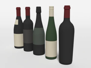 low poly cartoon wine bottles 3D Model