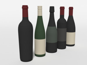 low poly cartoon wine bottles Modelo 3D