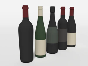 low poly cartoon wine bottles 3D Model