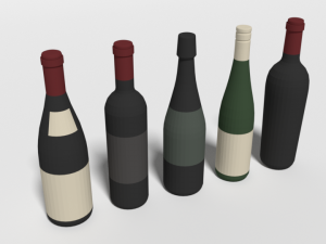low poly cartoon wine bottles Modelo 3D
