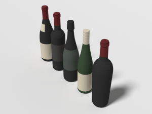 low poly cartoon wine bottles Modelo 3D