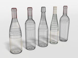 low poly cartoon wine bottles Modelo 3D