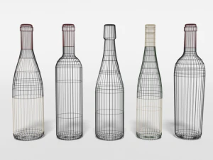 low poly cartoon wine bottles 3D Model