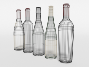 low poly cartoon wine bottles Modelo 3D