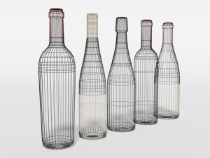 low poly cartoon wine bottles Modelo 3D