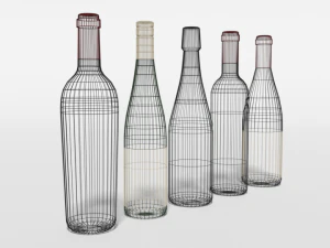 low poly cartoon wine bottles 3D Model