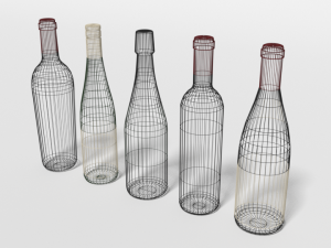 low poly cartoon wine bottles Modelo 3D