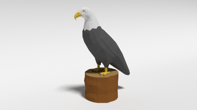 low poly cartoon bald eagle 3D Model .c4d .max .obj .3ds .fbx .stl .blend 