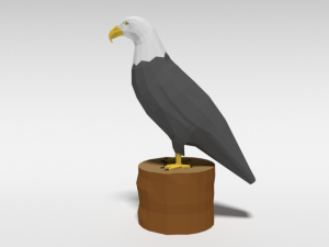 low poly cartoon bald eagle 3D Model