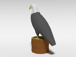 low poly cartoon bald eagle 3D Model