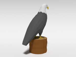low poly cartoon bald eagle 3D Model