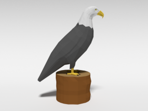 low poly cartoon bald eagle 3D Model