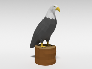 low poly cartoon bald eagle 3D Model