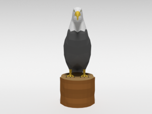 low poly cartoon bald eagle 3D Model