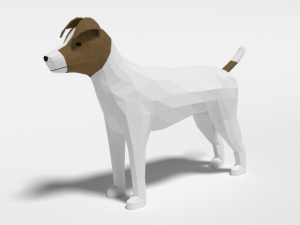 low poly cartoon jack russell terrier dog 3D Model