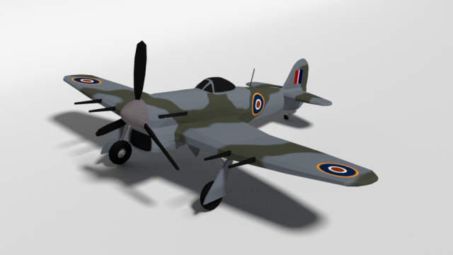 low poly cartoon hawker typhoon wwii airplane Modèle 3D .c4d .max .obj .3ds .fbx .stl .blend 