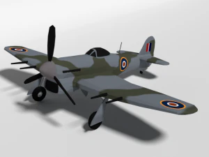 aeroplano della seconda guerra mondiale del tifone del venditore ambulante del fumetto low poly Modello 3D