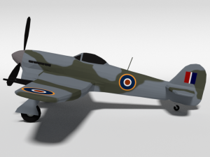 low poly cartoon hawker typhoon wwii airplane Modèle 3D