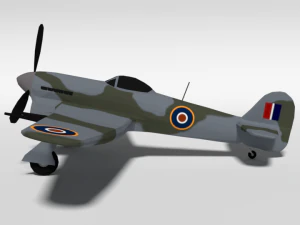low poly cartoon hawker typhoon wwii airplane 3D Model
