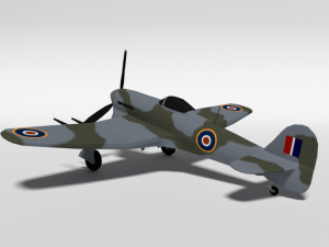 low poly cartoon hawker typhoon wwii airplane Modèle 3D