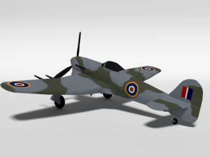 low poly cartoon hawker typhoon wwii airplane 3D Model