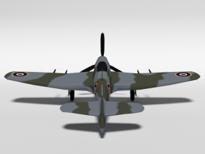low poly cartoon hawker typhoon wwii airplane Modèle 3D