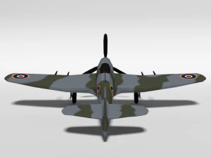 low poly cartoon hawker typhoon wwii airplane 3D Model