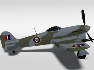 low poly cartoon hawker typhoon wwii airplane Modèle 3D