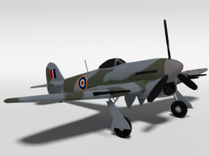 low poly cartoon hawker typhoon wwii airplane Modèle 3D