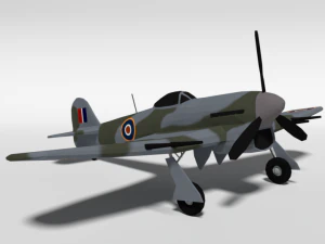 low poly cartoon hawker typhoon wwii airplane 3D Model