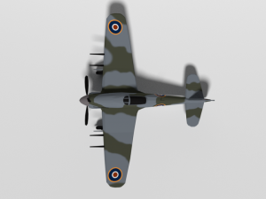 low poly cartoon hawker typhoon wwii airplane Modèle 3D