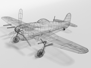 low poly cartoon hawker typhoon wwii airplane Modèle 3D
