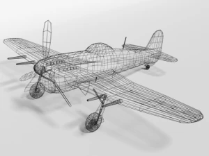 low poly cartoon hawker typhoon wwii airplane 3D Model