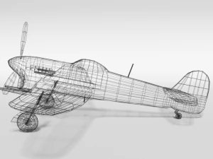 low poly cartoon hawker typhoon wwii airplane 3D Model