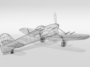 low poly cartoon hawker typhoon wwii airplane Modèle 3D