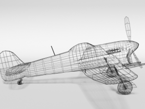 low poly cartoon hawker typhoon wwii airplane Modèle 3D