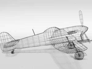 low poly cartoon hawker typhoon wwii airplane 3D Model