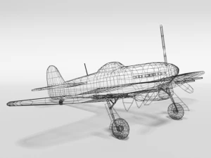 low poly cartoon hawker typhoon wwii airplane 3D Model