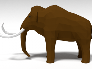 low poly cartoon mammoth 3D Model
