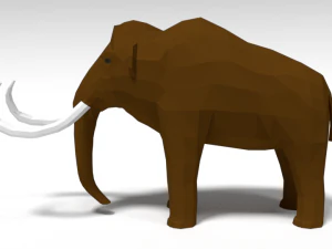 low poly cartoon mammoth 3D Model