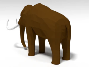 low poly cartoon mammoth 3D Model