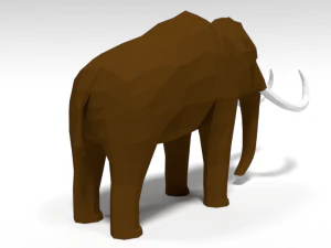 low poly cartoon mammoth 3D Model
