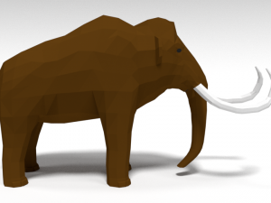 low poly cartoon mammoth 3D Model