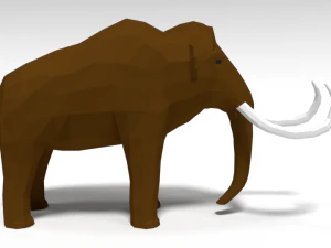 low poly cartoon mammoth 3D Model